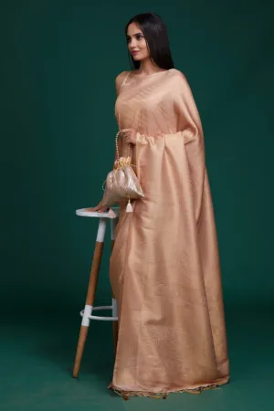 Peach Zariwork Banarasi Saree