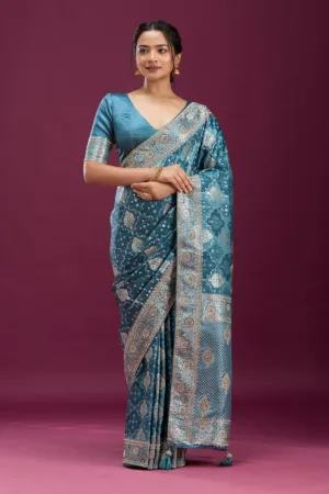 Grey Stonework Silk Saree