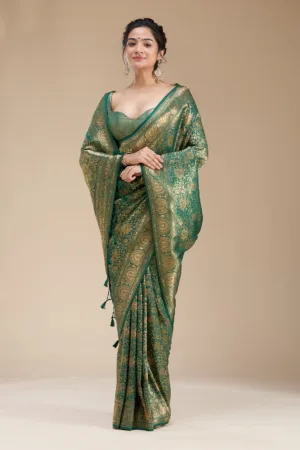 Bottle Green Banarasi Silk Saree