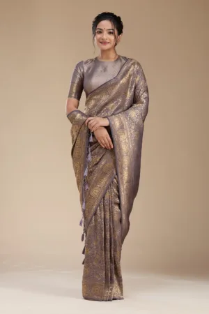 Lavender Banarasi Silk Saree